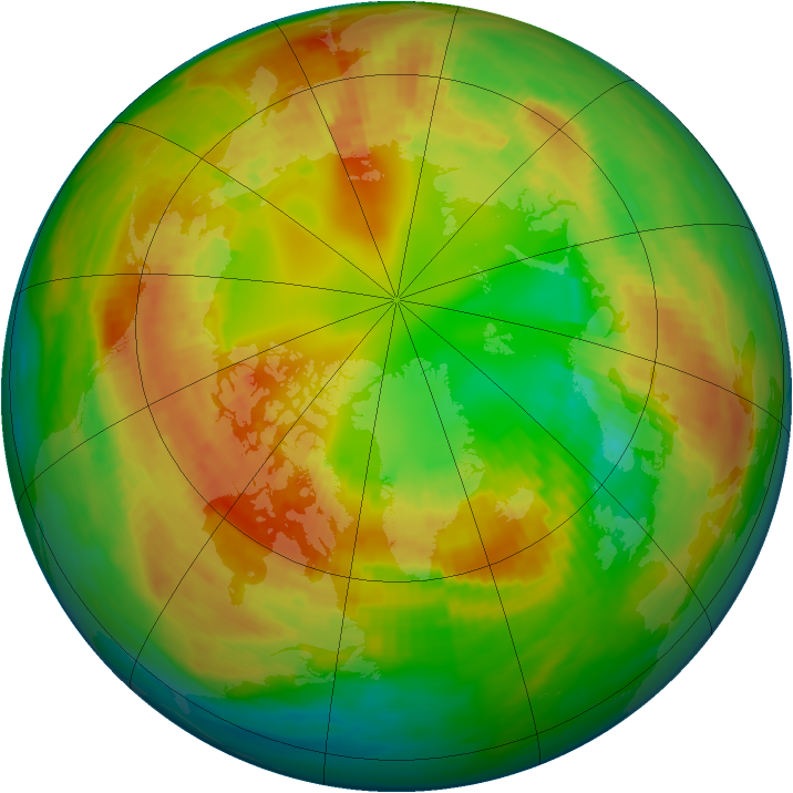 Arctic ozone map for 20 February 1992